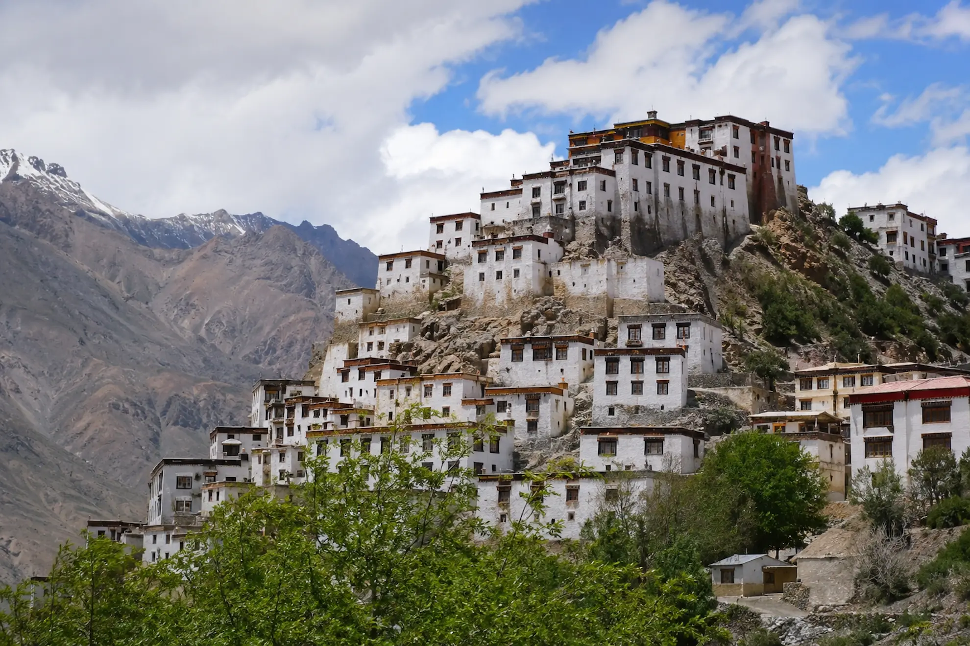 Key Monastery perched on a rocky hilltop above Spiti Valley in Himachal Pradesh