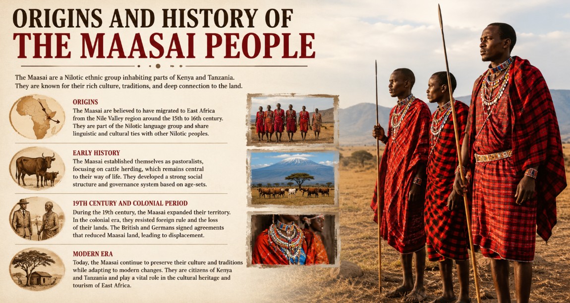Historical depiction of the origins and migration of the Masai tribe in East Africa